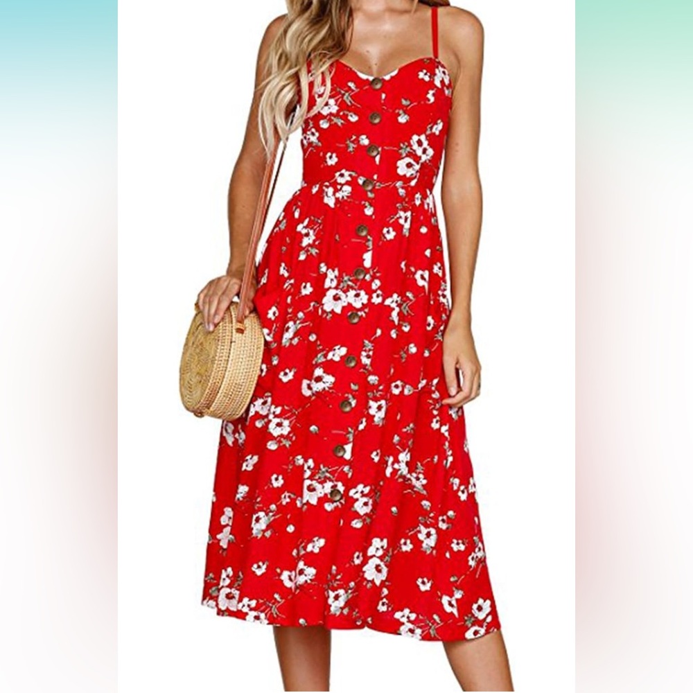 Red floral sundress
